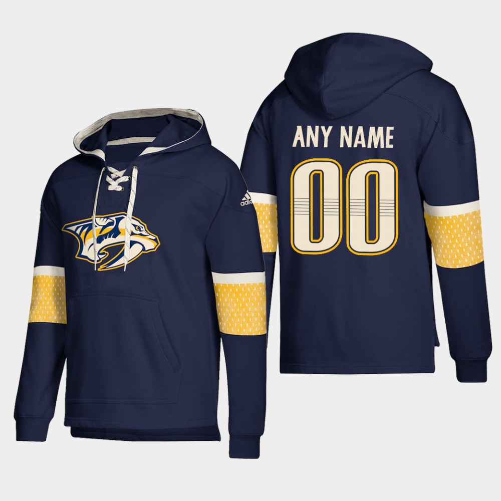 Men NHL Nashville Predators Custom Pullover Hoodie Navy jerseys